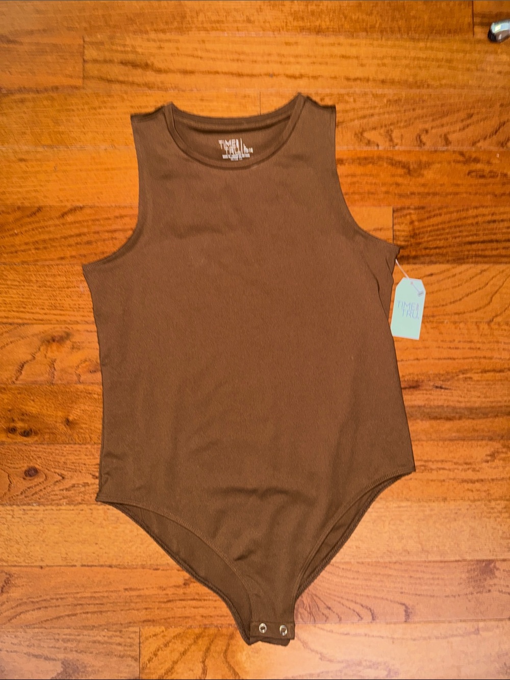 Brown Ribbed Sleeveless Bodysuit